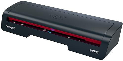 GBC 240HS Home Office A3 Laminator – High-Speed Lamination, Fast 2-Minute Warm-Up, 75-125 Micron, Anti-jam, Auto Shut-Off, Includes 5X A4 Laminating Pouches, Black/Red, 4410069UK