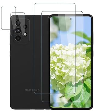 [2+2 Stück] für Folie Samsung Galaxy A52 5G Panzerglas Kameraschutz, Fall-Freundlich Displayschutz Samsung A52s 5G Displayfolie, Kristall-Klar, Einfach Anzuwenden Schutzfolie Schutzglas