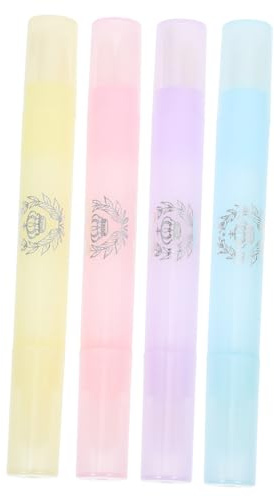 Alipis 4pcs Professional Nail Art Manicure Pens for Precise Nail Edges Cleaning Beveled Tip Corrector Pen in Purple Pink Yellow Blue Portable Lightweight for Salon and Home Use