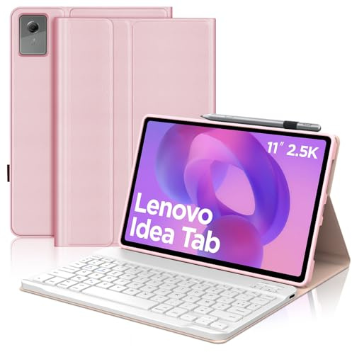SENGBIRCH Coque Clavier pour Lenovo Idea Tab 11 2025 | AZERTY Français Clavier Détachable sans Fil Bluetooth pour Lenovo Idea Tab 11 2025, Rose