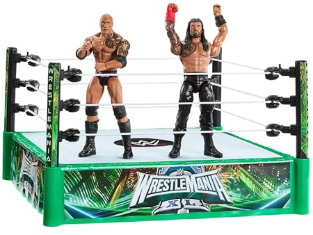 Mattel WWE Bloodline Rules Spielset und Actionfiguren | Inklusive Ring und 2 Figuren, enthält The Rock und Roman Reigns, 15 cm Superstar-Sammelfiguren, JNB02