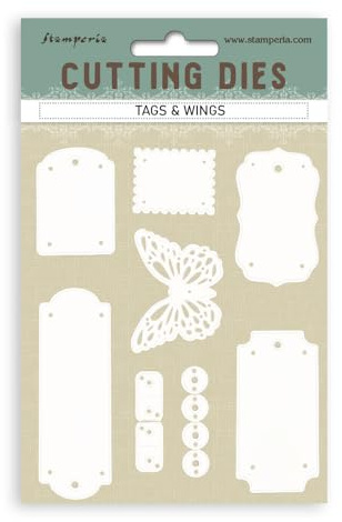 Stamperia - Cutting Dies for Scrapbooking, Albums, Cards, Bullet Journals, and More, Create Decorations with Natural Elements, Perfect for Crafts and Gifting (A6) (Quiet Days, Tags and Wings)