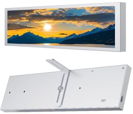 Plyisty 9.2 Inch Computer Case Secondary Screen, PC Case Side Screen with Customizable Themes Wallpapers Performance Metrics, for 7 64bit and Above (White)
