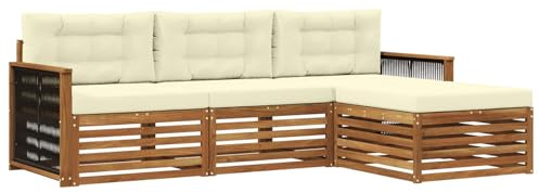 vidaXL Outdoor-Sofagarnitur Natur und Creme 249 x 162,5 x 73 cm, Garten Sofa, modernes Lounge Set, entspanntes Terrassenmöbel für chillige Stunden, bequem und stylisch