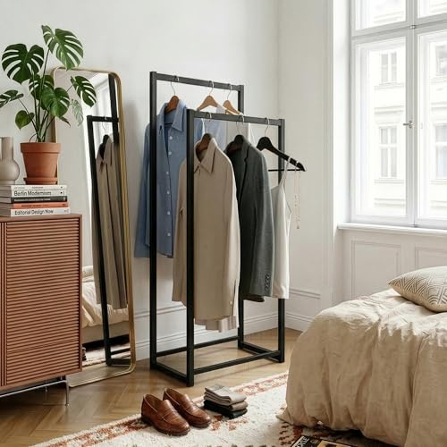 [en.casa] Kleiderständer stabil Holtalen Kleiderstange doppelt Garderobenständer stehend Garderobe Metall Standgarderobe 100 x 40 x 30 cm Schwarz