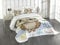 ABAKUHAUS Eulen Tagesdecke Set, Cartoon Schmetterling Hallo, Set mit Kissenbezügen Romantischer Stil, für Doppelbetten 220 x 220 cm, Braun Beige