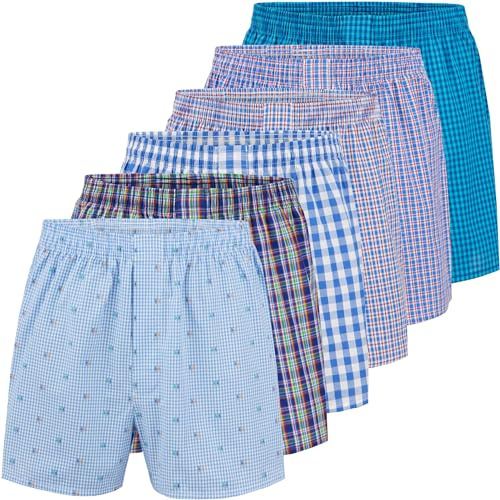 City Life 6er Pack Herren Boxershorts 100% Baumwolle - Atmungsaktive Webboxer, bequem & trocknergeeignet, S-4XL, Farbe:Mehrfarbig (Classic Multicolour 5 C-6-5), Grösse:XXL