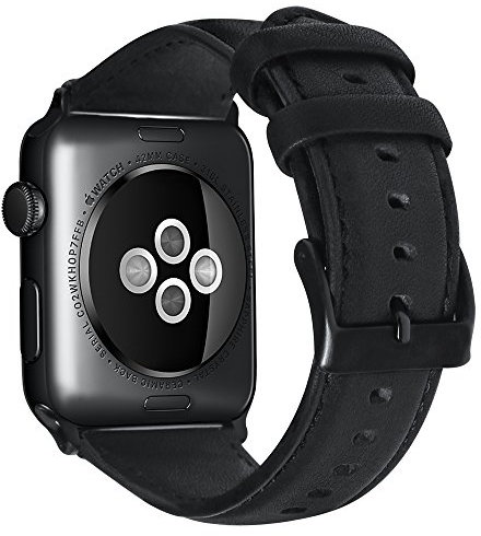 GOOYIN Pelle Cinturino per Apple Watch 40mm 38mm Donna Uomo Moda Alto Grado Cinghia Orologio da Polso Bracciale Robusto Banda Sostituzione Cinturini Ricambio per iWatch Series 5 Serie 4 3 2 1, Nero