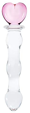 Roluck Sex Spielzeug für Die Männer Frau Glas Analkugeln Prostata-Massagegerät Analplug Buttplug Analdildo mit Rosa Herz Pleasure Wand Sexspielzeug für Erwachsene für Männer Frauen
