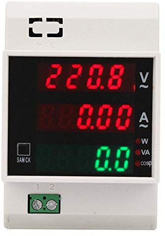 100A Contatore energia digitale su guida DIN,LED Voltmetro Amperometro Indicatore fattore di potenza attiva, Multimetro a corrente di potenza a doppio display ad alta precisione(AC80-300/100A)