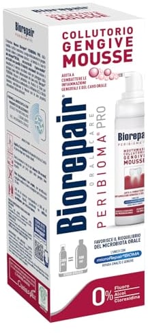 Biorepair, Peribioma™ Mundspülung Mousse, Mundspülung für entzündetes Zahnfleisch, antibakteriell, Reparieren von Malz, Format 200 ml
