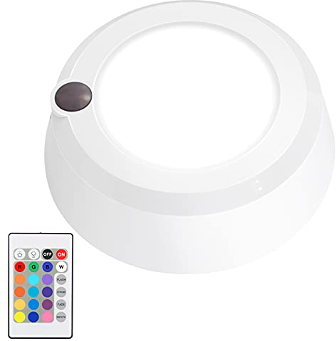 BIGLIGHT Batteriebetriebene Drahtlose Deckenleuchte, Ferndimmende Duschleuchte, 16RGB Farbwechsellicht, Drahtlose Deckenleuchte für Schlafzimmer, Badezimmer, Schrank, Flur -300Lumen 5.67In
