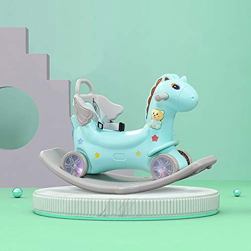 WDW® 2-in-1 Schaukelpferd für Kinder, Laufrad für Kleinkinder, Schaukelpferd ab 1 Jahr, Größe – 88 L × 51 H × 39 B cm (grün)