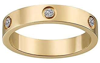 RUIQUAN 18K Gold Silver Rose Plated Love Ring Cubic Zirconia Promise Ring Wedding Band Jewelry Birthday Gifts for Women Teen Girls