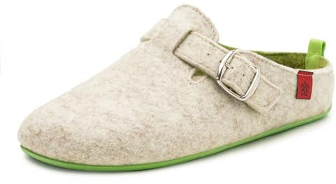Andrés Machado - Hausschuhe für Damen - Sommer - VAL – Unisex Pantoffeln – Wolle und Filz – rutschfeste Gummisohle und herausnehmbares Fußbett - Weiß Grün EU 37