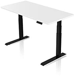 Könighaus - AGIL - Ergonomischer Premium Schreibtisch mit Doppelmotor - Elektrisch Höhenverstellbar (Schwarzes Gestell mit Weißer Tischplatte)