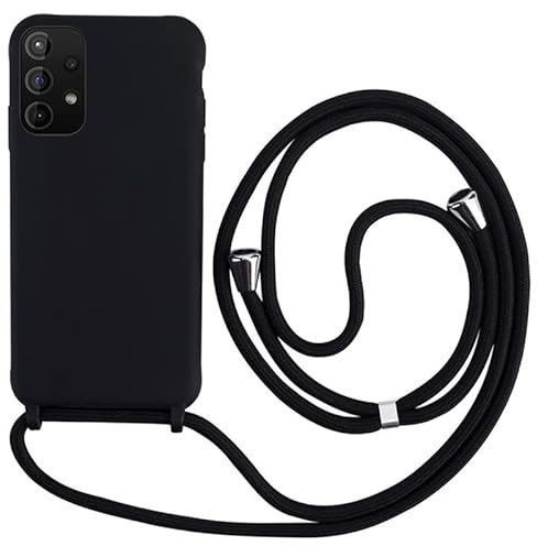 Keteen Collier pour Samsung Galaxy A13 4G Coque Silicone Liquide Bumper Housse Galaxy A13 4G Lanière avec Cordon Réglable Longueur Chaîne Lanyard Case Housse Étui pour Samsung Galaxy A13 4G, Noir