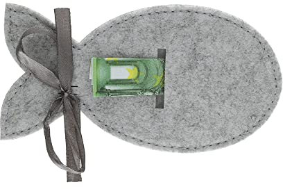 Geldgeschenkverpackung aus Filz, witzige Geschenkidee zum Geburtstag Jubiläum, Geldgeschenk zur Hochzeit und Geld zu Weihnachten (Fisch hellgrau)