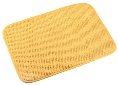 sourcing map Microfiber Dish Drying Mat, 15.75 x 11.82 Dishes Drainer Mats Kitchen Counter Mats Dish Drying Pad for Countertop, Fast Drying-Yellow
