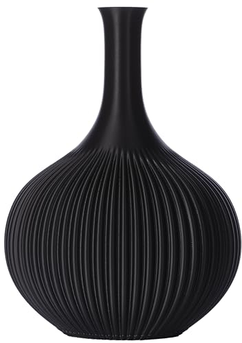 3D Vase Blumenvase/Dekovase Sonja 20 cm für Schnitt-/ Trockenblumen | nachhaltig | wasserdicht (Schwarz)
