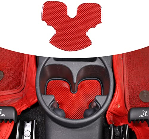 JORAsa Inserts de Porte-gobelet intérieur en Fibre de Carbone Souple pour Fiat 500 2011-2019 Console Centrale Coussin de Tasse Groove Mat Porte-gobelet Slot Pad