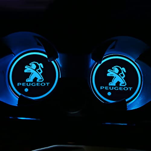 LEDSIX Support Gobelet Voiture Dessous de Verre, pour Peugeot 2008 206 207 3008 301 307 308 4008 408 5008 508 607 Anti-dérapant Porte-gobelet de Voiture Coaster Voiture Accessoires