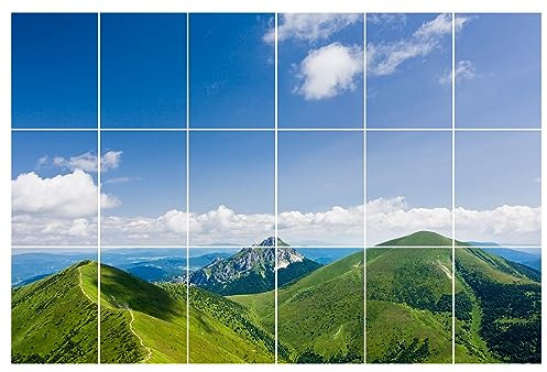 GRAZDesign Fliesenaufkleber Bad & Küche 15x20cm - 18 Stück | Motiv Berge wasserfeste & selbstklebende Klebefliesen | Fliesenfolie Fliesenbild 90x60cm