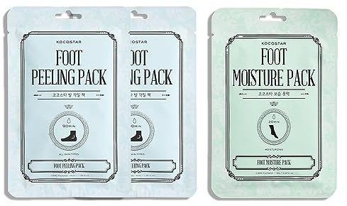 3 x Fußmasken-Socken – 2 Peelings (Peeling) und 1 feuchtigkeitsspendende Behandlung zur Erneuerung und Befeuchtung der Fußhaut – mit AHAs, Hyaluronsäure und beruhigenden und erfrischenden Wirkstoffen.