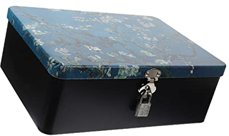 HOMSFOU Box Storage Box with Lock Coffee Storage Tin Unicorn Cookie Tins Unicorn Party Favors Metal Treasure Tea Container Money Saving Bank Ring Case Desktop Child Flowers Tinplate
