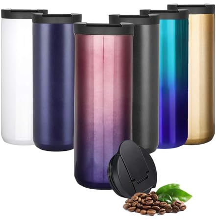 Simple Design On-The-Go Coffee Flask - 304 Stainless Steel, Thermal Vacuum Insulated, Tight Seal Lid, Mug, Cup, Reusable, Double Walled, Tea, Coffee, Hot & Cold Drinks, Trendy Colours, 350 & 500 ml