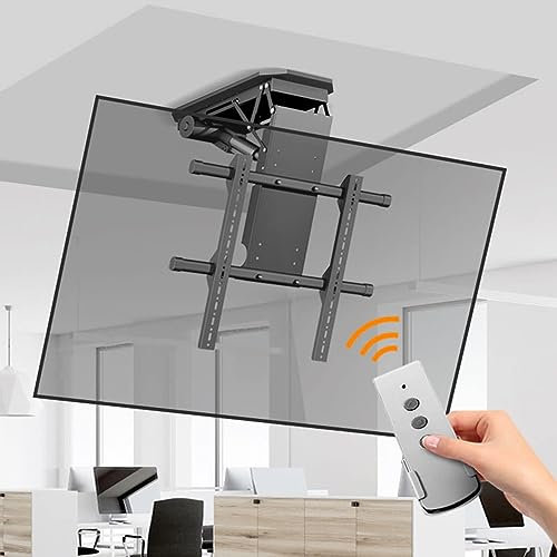 THEGA Support TV - Support TV Motorisé, Convient Aux Téléviseurs De 50 À 90 Pouces, Élévateur De Télévision Motorisé, Support De Plafond TV Électrique avec Télécommande Et Commande par Interrupteur