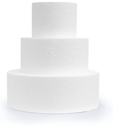 Basi tonde in polistirolo per torta a 3 piani in cake design e decorazioni creative. Kit 3 pezzi. Misure Ø30xH7,5 Cm - Ø20xH7,5 Cm - Ø10xH7,5 Cm