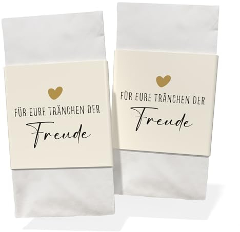 Creatastic® - Freudentränen Hochzeit Banderole für Taschentücher Hochzeit, Hochzeit Deko für die Kirche, Freudentränen Taschentücher gestalten mit Klebepunkte, Hochzeit Taschentücher, 50 Stück