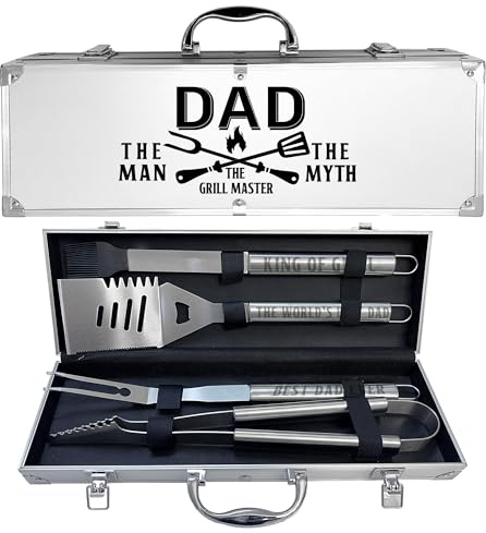 Vatergeschenke, Vatergeschenke von Tochter Sohn Vatertag Heavy Duty Grillzubehör Kit für Hinterhof BBQ Geburtstagsgeschenk für Ihn Dickes Edelstahl Grillutensilien mit rutschfestem Griff Werkzeug