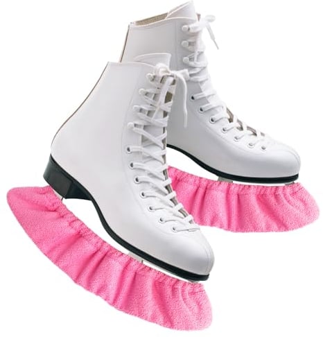 Cuayaes 1 Paar Kufenschoner für Schlittschuhe, Größe M Elastische Eishockey Schlittschuhe oder Eiskunstlauf Kufenschoner für Jugendliche Mädchen, (Rosarot)