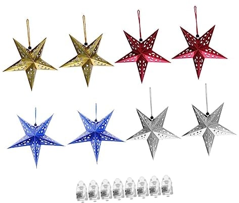 TOPBATHY Leuchtende Sterne Zum Aufhängen Dekoration 16 Stück 30 Cm Papiersterne Zum Aufhängen Lichterkette Mit Sonnensystem Zum Aufhängen Wirbel Für Zuhause Party Geschäft