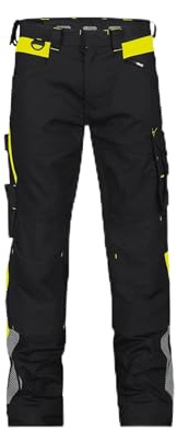 DASSY® Canton Stretch-Arbeitshose mit Kniepolstertaschen - Größe 48 - SCHWARZ/NEONGELB