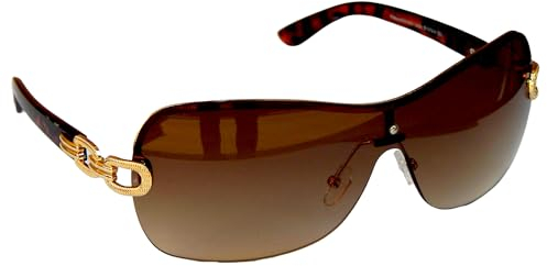 Große Sonnenbrille Damenbrille Brille Monoglas Eleganter Style Damen M 43 (Braun Gold Leopard)
