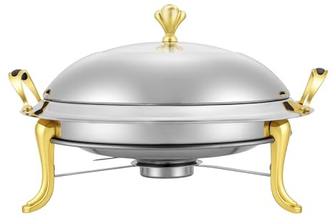 3Liter Speisewärmer Chafing Dish Warmhaltebehälter Wärmebehälter für Haushalt Cafeterias Hotelrestaurants Schulkantinen Bankette Buffets Frühstücksbereiche in Hotels Brunch Catering Partys Gold