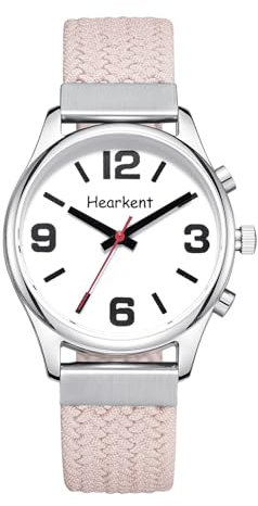 Hearkent Reloj parlante para personas con discapacidad visual y personas mayores, reloj de voz para ciegos y ancianos, reloj parlante con acento americano claro para mujeres, Rosado, Mujer , Reloj