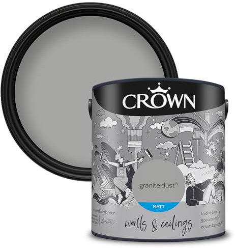 Crown Walls & Ceilings Matt Emulsion Paint, Size 2.5L, Granite Dust
