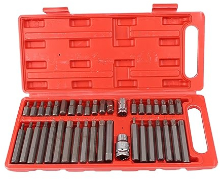 Vielzahn Nuss Satz, 40-teiliger Kraft-Bitsatz Nuss Set mit1/2 zoll 3/8 Zoll Schlagschrauber Adapter und Torx Set Extra Langen Bits, für Innensechskant Schrauben