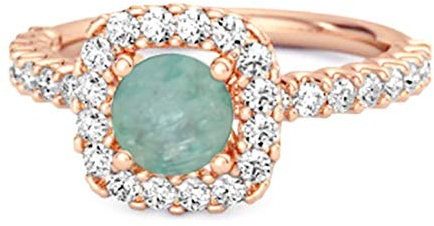 Shine Jewel Anello Halo in Argento Sterling 925 Placcato Oro Rosa con smeraldi da 0,25 ctw per Regalo Principessa (11)