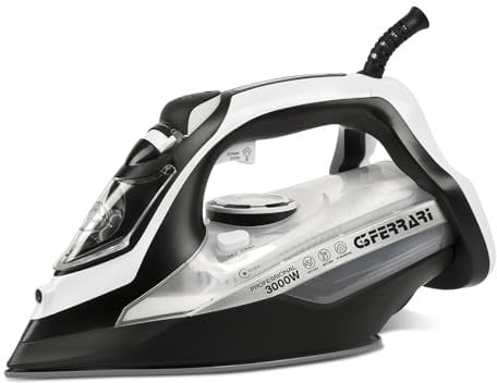 G3 Ferrari G40024 Eliseo 3000 Ferro da Stiro a Vapore, 3000W, Piastra INOX 91 microfori, 25 g/min con colpo vapore da 140 g/min, Funzioni Self-Clean anti-goccia e anti-calcare, 450cc, Bianco/Nero