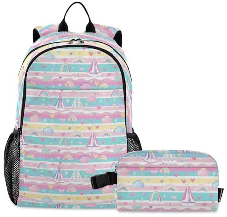 siphylline Sailboat Island - Mochila y lonchera para niños de 7 a 10 años, Sailboat, Island Cartoon, 1 size