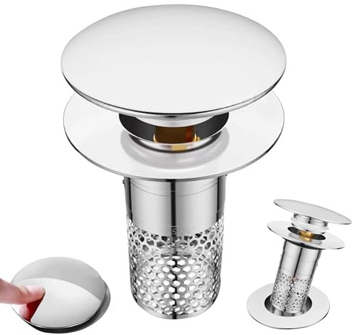 1 Piezas colador para Fregadero para Cocina, coladores de desagüe, Tapones de Desagüe Lavabo, Filtro Tapón de Lavabo de Acero Inoxidable, Adecuado para Cocina, baño, bañera (diámetro 34 a 40 mm)