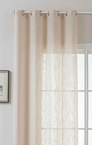 Gardine Ösen Grobfaser »Seoul« HxB 245x140 cm Beige Ösen Linenlook-Struktur Uni Halbransparent Blickdicht 2024110