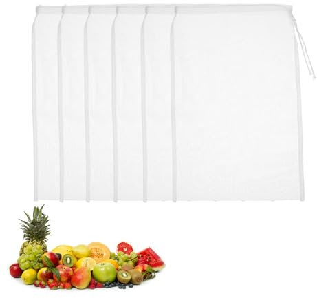 Yuannee Nut Milk Bag,6 PCS Fine Mesh Straining Bags 100 Mesh Reusable Micron Fine Filter Bags with Rope Cold Brew Coffee Cheese Cloths Strainer Washable Strainer Bag for Nut Milk Soy