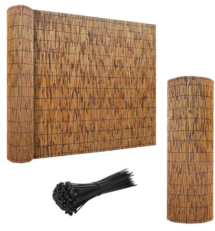 Clôture en Roseau Naturel Canisse Bambou Brise-Vue en Roseau Facile à Installer Et à Couper 50-160cm Hauteur Clôture D'intimité Pour Exterieur Jardin Balcon Porche Résistant Aux Intempéries(50x400cm)