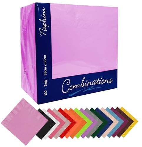 IZMAH Lot de 100 serviettes en papier de soie jetables douces et résistantes - 2 plis - Pour toutes les occasions - Nettoyage des déversements, vaisselle, fêtes, événements - Rose - 33 x 33 cm